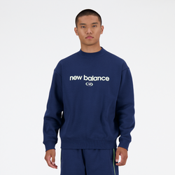 Men's - New Balance Hoops Crewneck - White/Navy