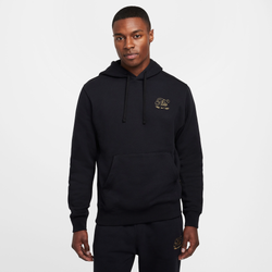 Men's - Nike NSW Club Pullover Hoodie  - Black/Black/Gold