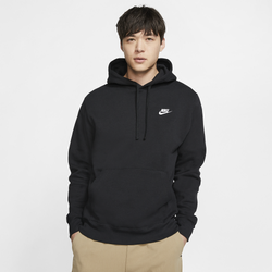 Men's - Nike Club Pullover Hoodie  - Black/White