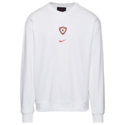 Men's - Jordan Flight Fleece LBR Crew Neck  - White/Infrared 23