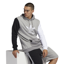 Men's - adidas Originals BL Trefoil Colorblock Hoodie - Medium Grey