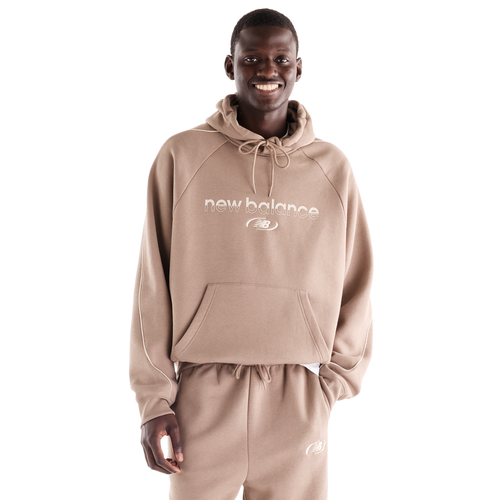 New Balance Men's Trackside Pullover Hoodie - Size S - Timberwolf Piping/Mushroom