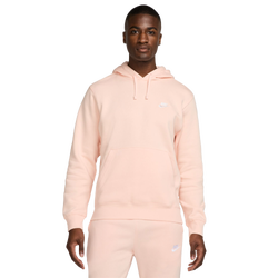 Men's - Nike Club Pullover Hoodie  - White/Washed Coral/Washed Coral