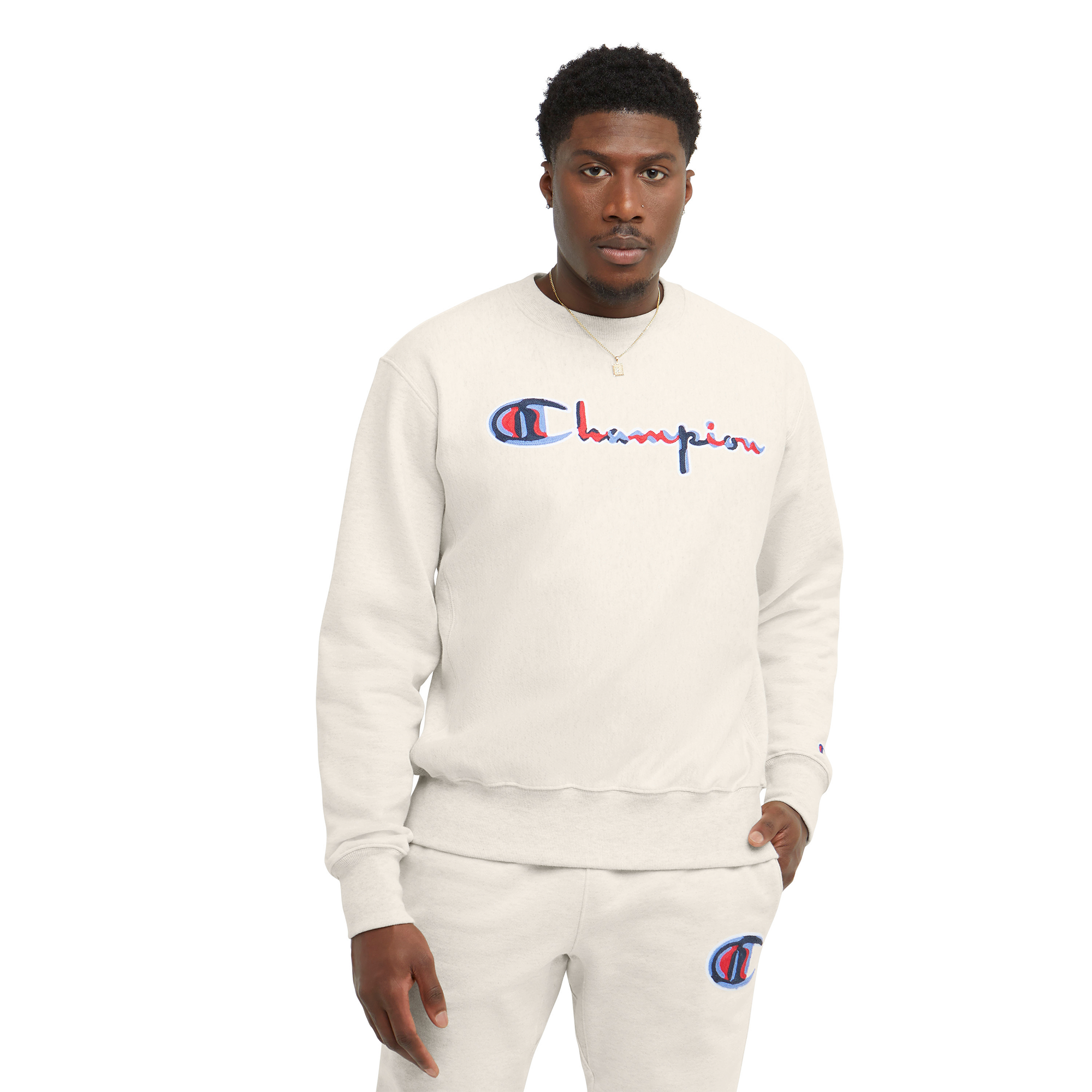 Champion reverse weave crew hot sale grey