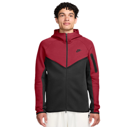 Men's - Nike Tech Fleece Full-Zip Windrunner Hoodie  - Red/Black