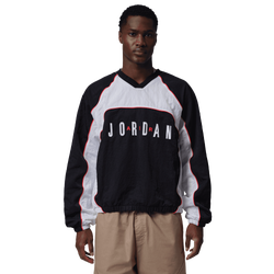 Men's - Jordan Flight Long Sleeve Warm-Up Top  - Black/White/Chile Red