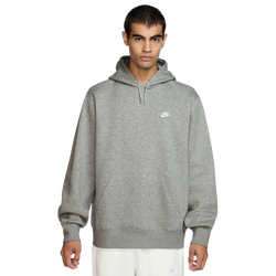 Men's - Nike Club Basketball Pullover Hoodie  - Dark Grey Heather/White/Light Smoke Grey