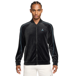 Men's - Nike Brooklyn Velour Track Jacket  - Black/Blue Chill