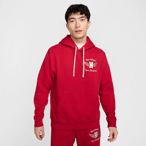 Nike club fleece hoodie red best sale