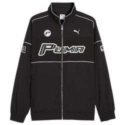 Men's - PUMA Relaxed Graphic Woven Track Jacket  - Black/White