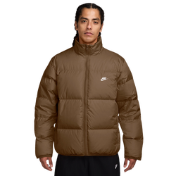Men's - Nike Club Puffer Jacket 550  - Mosswood Brown/White