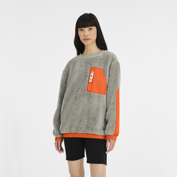 Women's - UGG Niko Sherpa Crewneck - Grey/Orange
