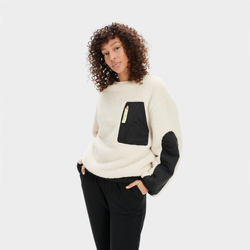 Women's - UGG Niko Sherpa Crewneck - Tan/Black