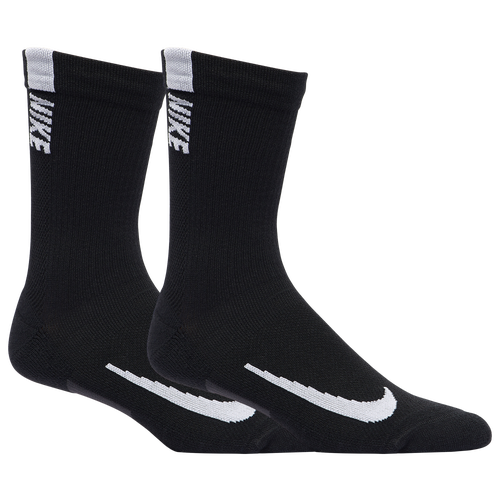 Nike Multiplier 2pk Crew Run Socks In Black/white