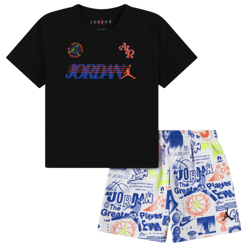 Boys Jordan Sports Club Patch Shorts Set - Boys' Toddler White/Red Size 4T