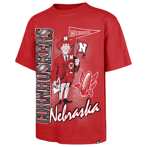 47 Brand Mens Nebraska Cornhuskers Mascot Short Sleeve T-Shirt - - Red