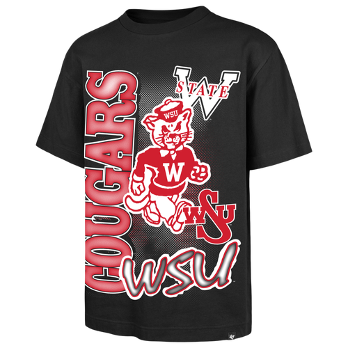 47 Brand Mens Washington State Cougars Mascot Short Sleeve T-Shirt - - Black