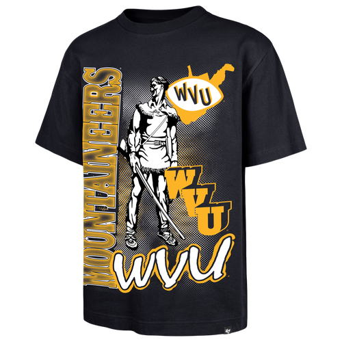 47 Brand Mens West Virginia Mountaineers Mascot Short Sleeve T-Shirt - - Navy