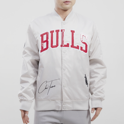 Men's - Pro Standard Bulls NBA Satin Jacket - Silver/Red