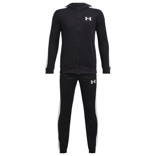 

Boys Under Armour Under Armour Knit Hooded Track Suit - Boys' Grade School Black/White Size L