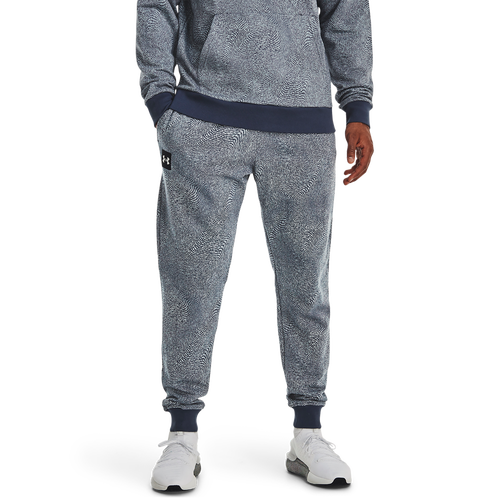 Under Armour Mens  Rival Fleece Printed Joggers In Blue/white