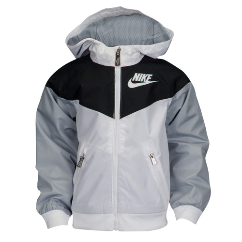 

Boys Nike Nike Windrunner Jacket - Boys' Toddler White/Black/Wolf Grey Size 4T