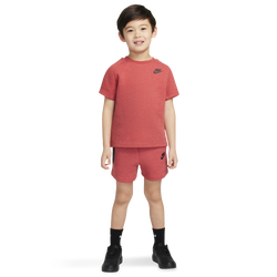 Boys' Toddler - Nike Tech Fleece T-Shirt And Short Set - Light University Red/Light University Red