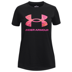 Girls' Grade School - Under Armour Tech Print T-Shirt - Black/Rebel Pink