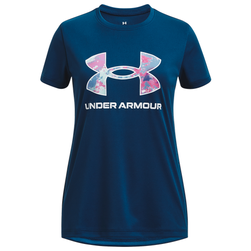 

Girls Under Armour Under Armour Tech Print T-Shirt - Girls' Grade School Varsity Blue/White Size M