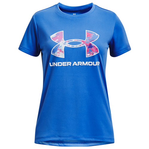 

Girls Under Armour Under Armour Tech Print T-Shirt - Girls' Grade School White/Water Size S