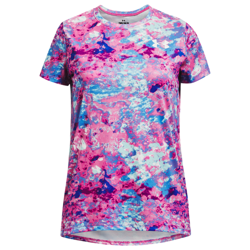 

Girls Under Armour Under Armour Tech Printed T-Shirt - Girls' Grade School Rebel Pink/White Size M