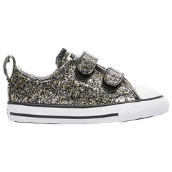 Girls' Infant - Converse All Star 2V Low Top - Black/Silver/Bronze