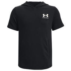 Boys' Grade School - Under Armour Rival Terry Short Sleeve Hoodie - Black/White