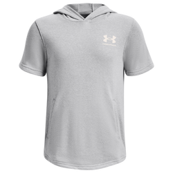 Boys' Grade School - Under Armour Rival Terry Short Sleeve Hoodie - Mod Gray/Onyx White