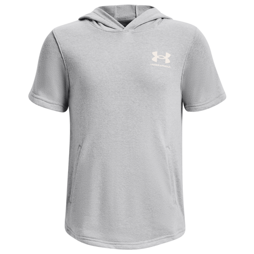 

Boys Under Armour Under Armour Rival Terry Short Sleeve Hoodie - Boys' Grade School Mod Gray/Onyx White Size M