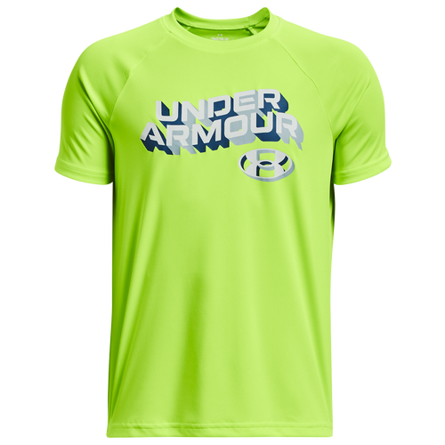 

Boys Under Armour Under Armour Tech Wordmark Short Sleeve T-Shirt - Boys' Grade School Lime Surge/Gray Mist Size L