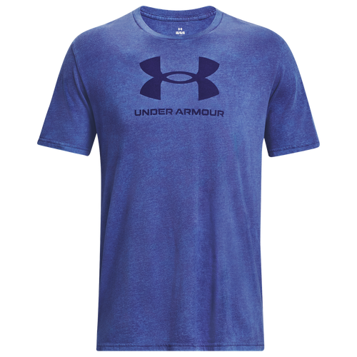 Shop Under Armour Mens  Wash Tonal Sportstyle Short Sleeve In Sonar Blue/sonar Blue Heather