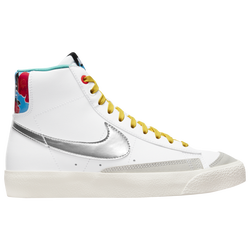 Boys' Grade School - Nike Blazer Mid '77 - White/Metallic Silver