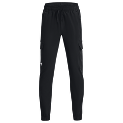 Boys' Grade School - Under Armour Pennant Woven Cargo Pants - Black/White