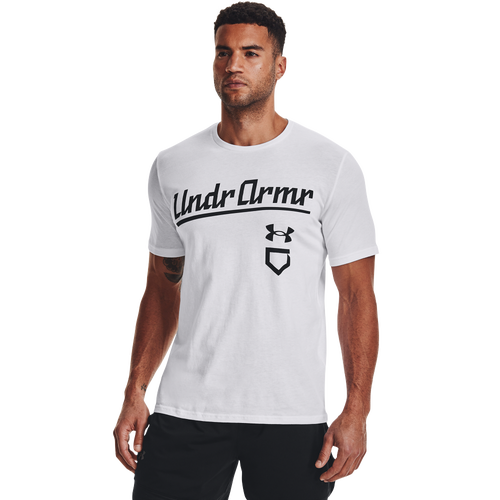 

Under Armour Mens Under Armour Baseball Script SS T-Shirt - Mens White/Mod Gray Size S