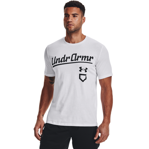 

Under Armour Mens Under Armour Baseball Script SS T-Shirt - Mens White/Mod Gray Size L