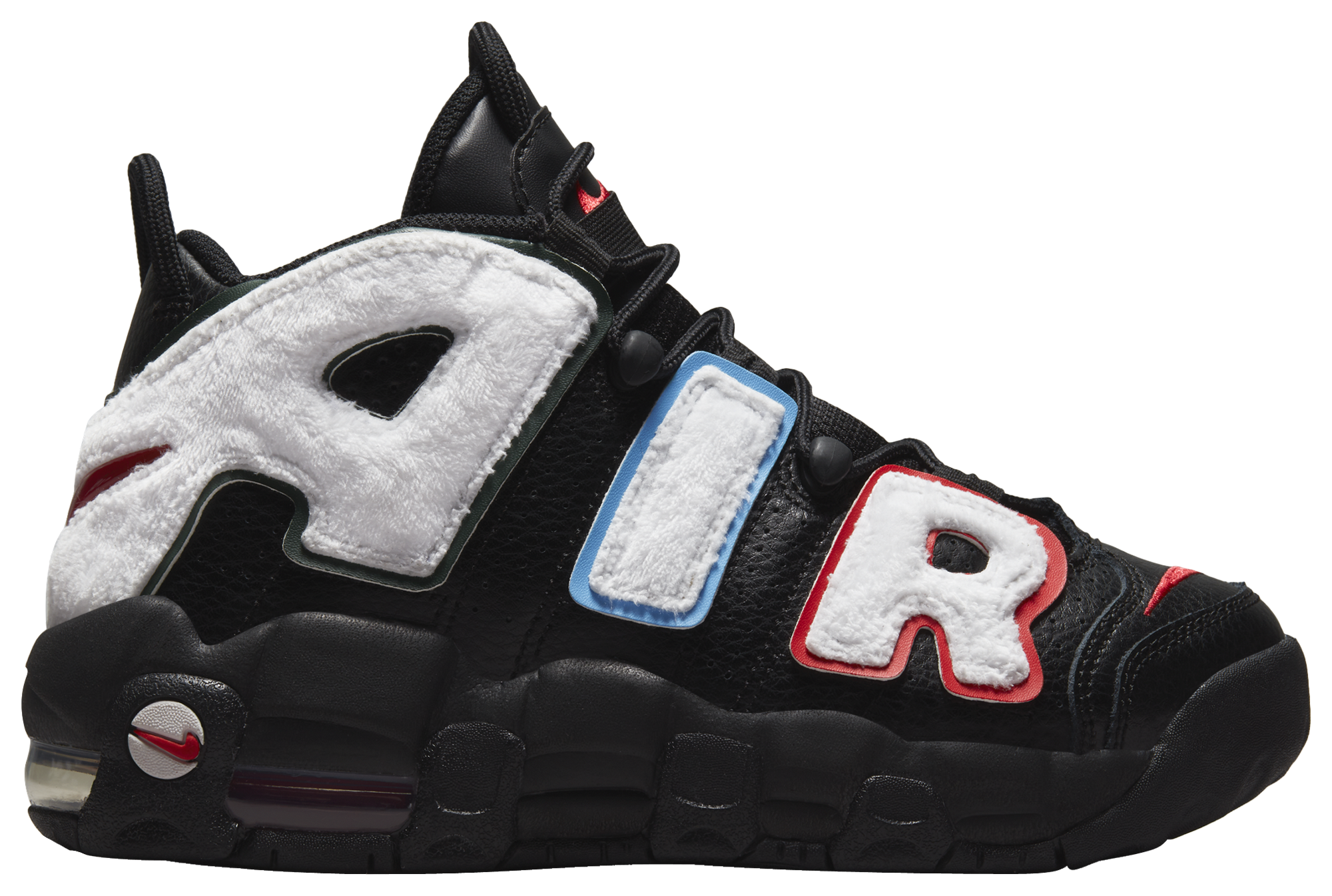 nike air uptempo black white and grey