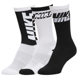 Grade School - Nike Everyday Cushioned 3-Pack Crew Socks - Black/White