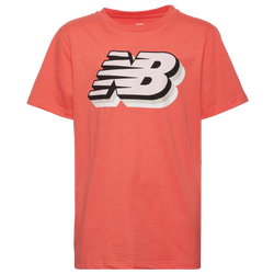 Boys' Grade School - New Balance 3D Logo T-Shirt  - Drift Red/Drift Red