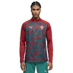 Men's - PUMA FPF Warm Up 1/4 Zip Top - Green Lagoon/Club Red