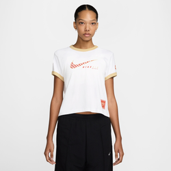 Pour femmes - Nike T-shirt à manches courtes Club Moto - Orange/Blanc