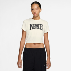Women's - Nike Slim Graphic Crop T-Shirt  - Sail/Black