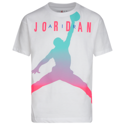 Girls' Grade School - Jordan Fadeaway T-Shirt - White/Green/Pink