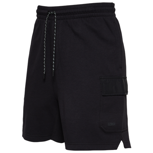 Lckr Mens  Fleece Cargo Shorts In Black/black