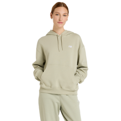 Women's - New Balance Sport Essentials Fleece Hoodie - Olive/White